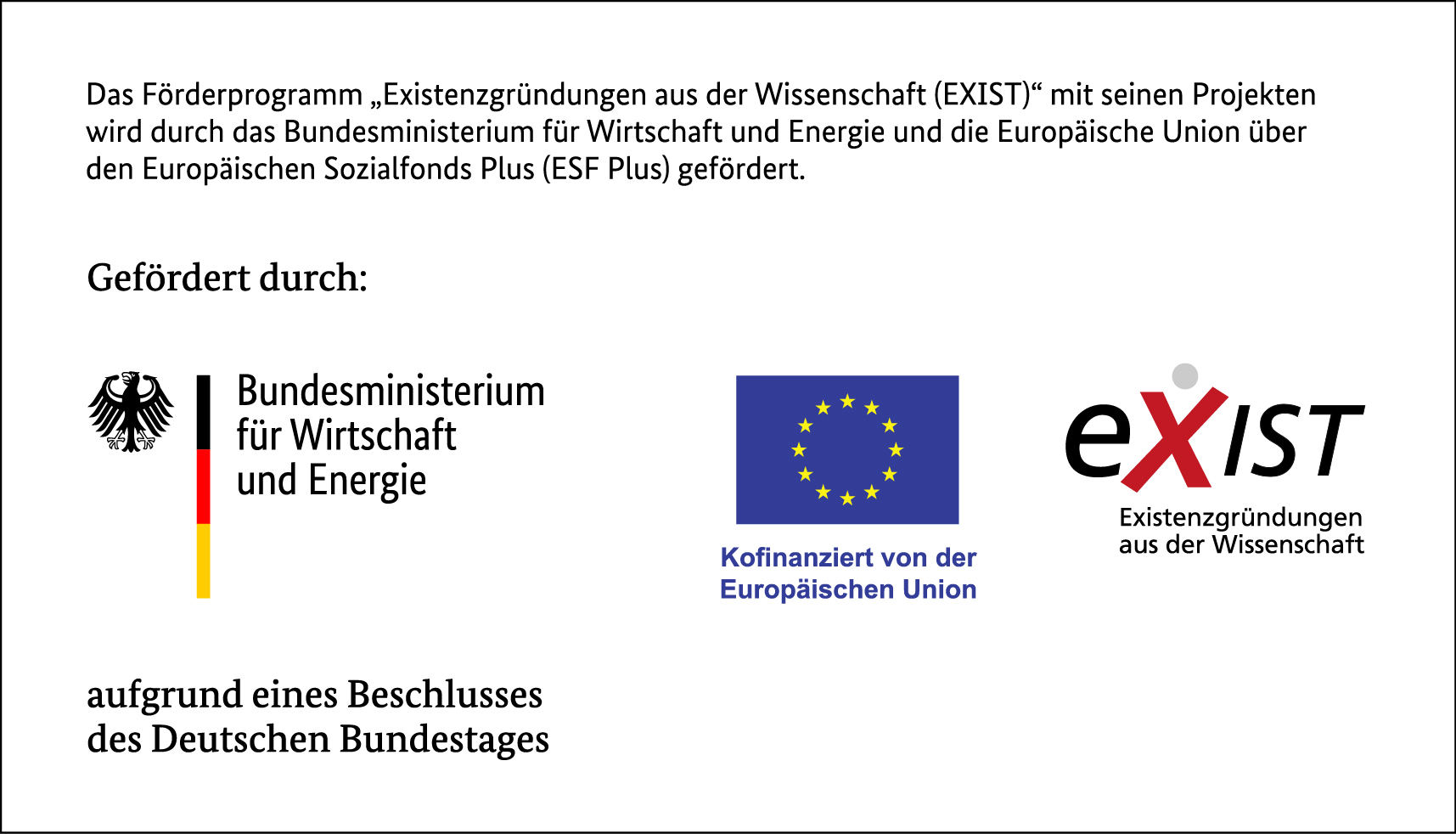 EXIST Forschungstransfer Logo - Förderung durch das Bundesministerium für Wirtschaft und Klimaschutz